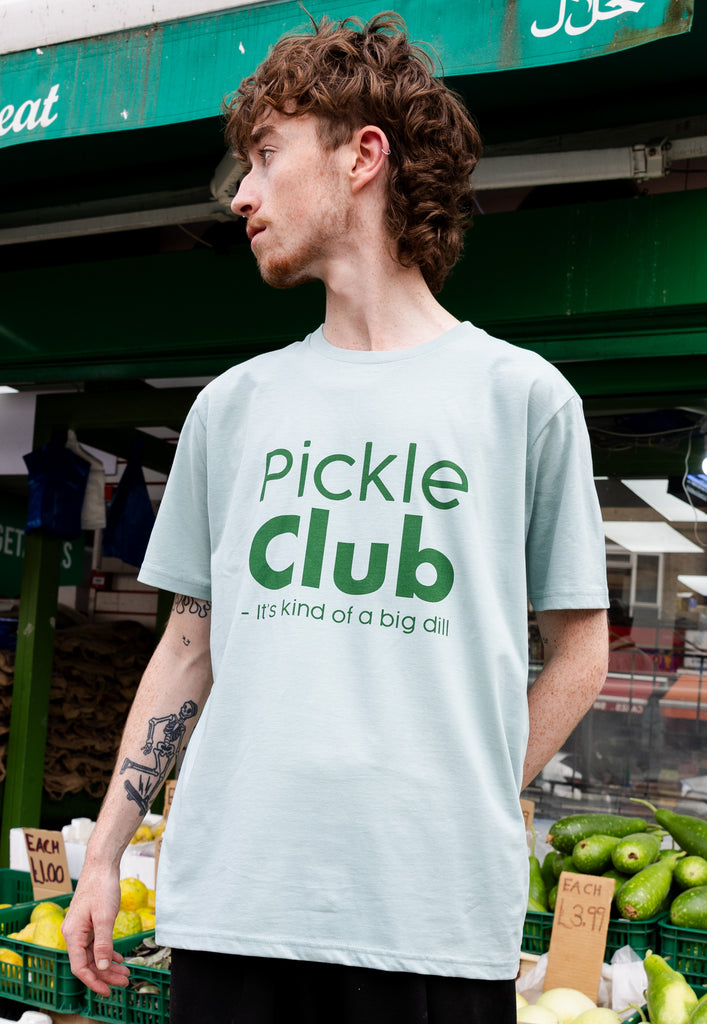 pickle club slogan for pickle lovers tshirt in dusty green