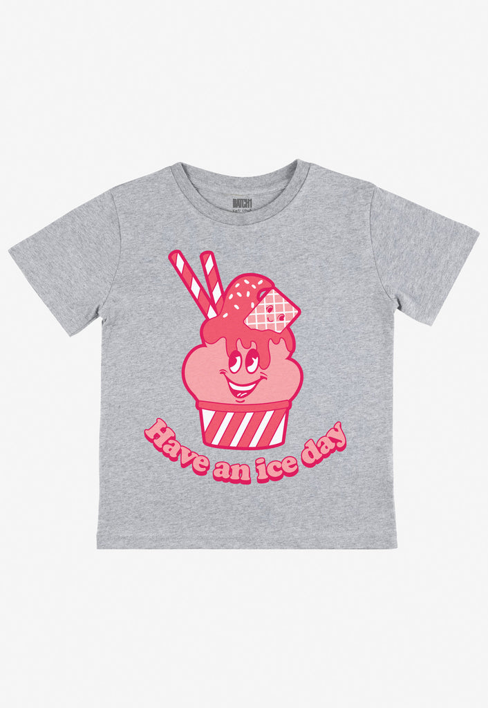 Kids cute ice cream logo graphic tshirt in grey