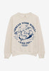 Flatlay of spread your wings and fry slogan graphic print sweatshirt in vanilla