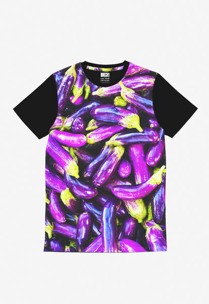 adult unisex t shirt with funny all over digital egg plant print 