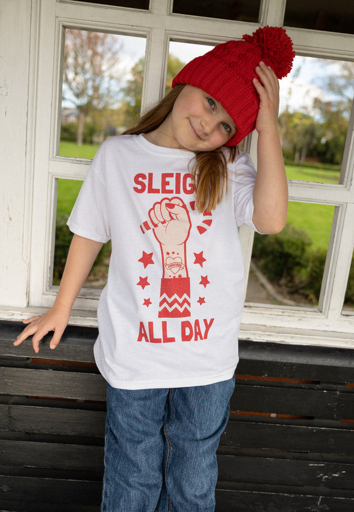 girl's christmas slogan tshirt