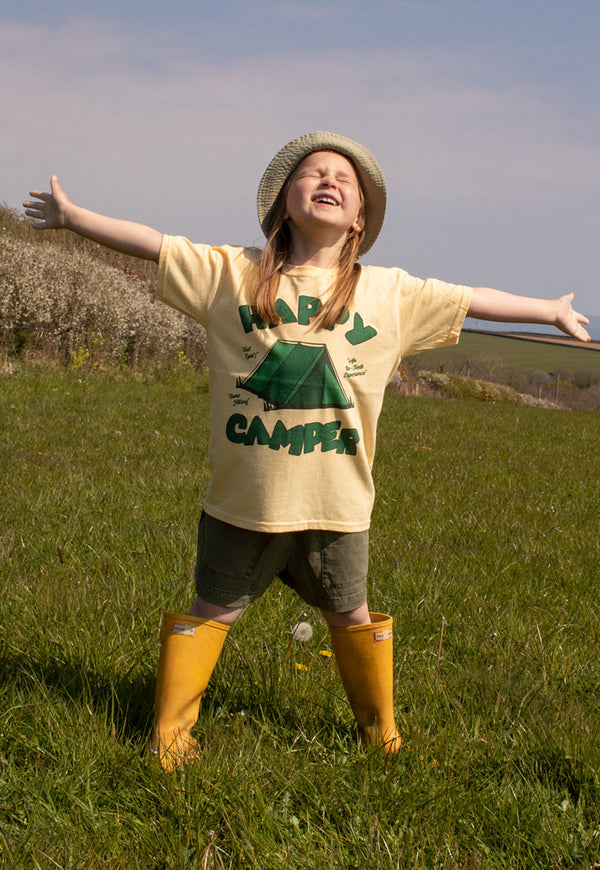 Happy Camper Girls' Camping Slogan T-Shirt
