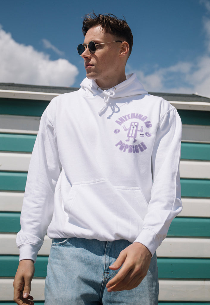 Men's white slogan popsicle hoodie