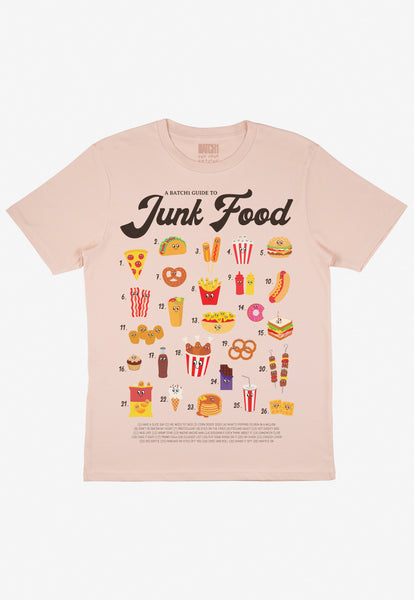 Flatlay of Junk food slogan tshirt