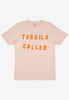 Flatlay of dusty peach tshirt with Tequila called slogan