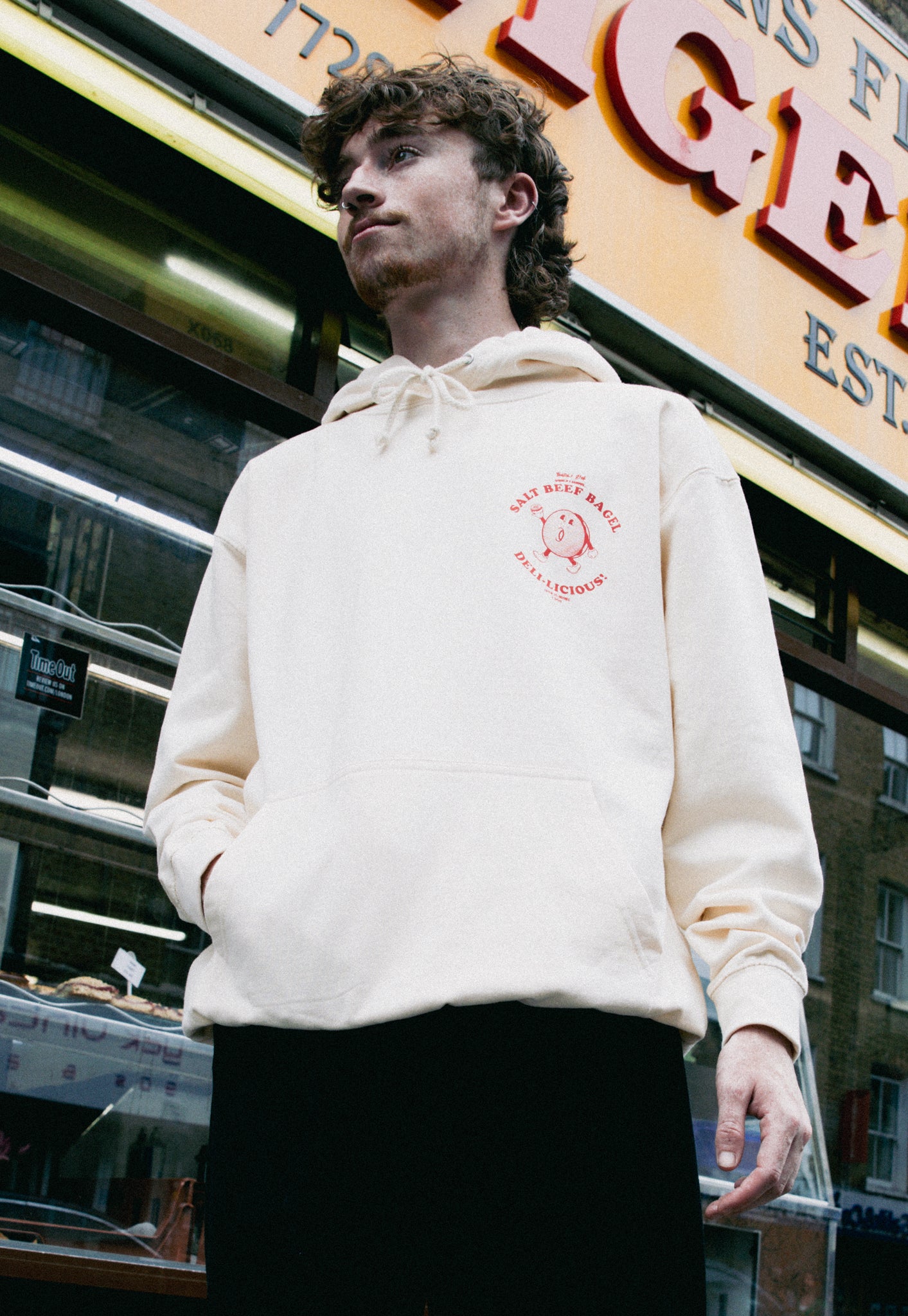 Salt Beef Bagel Hoodie in Vanilla
