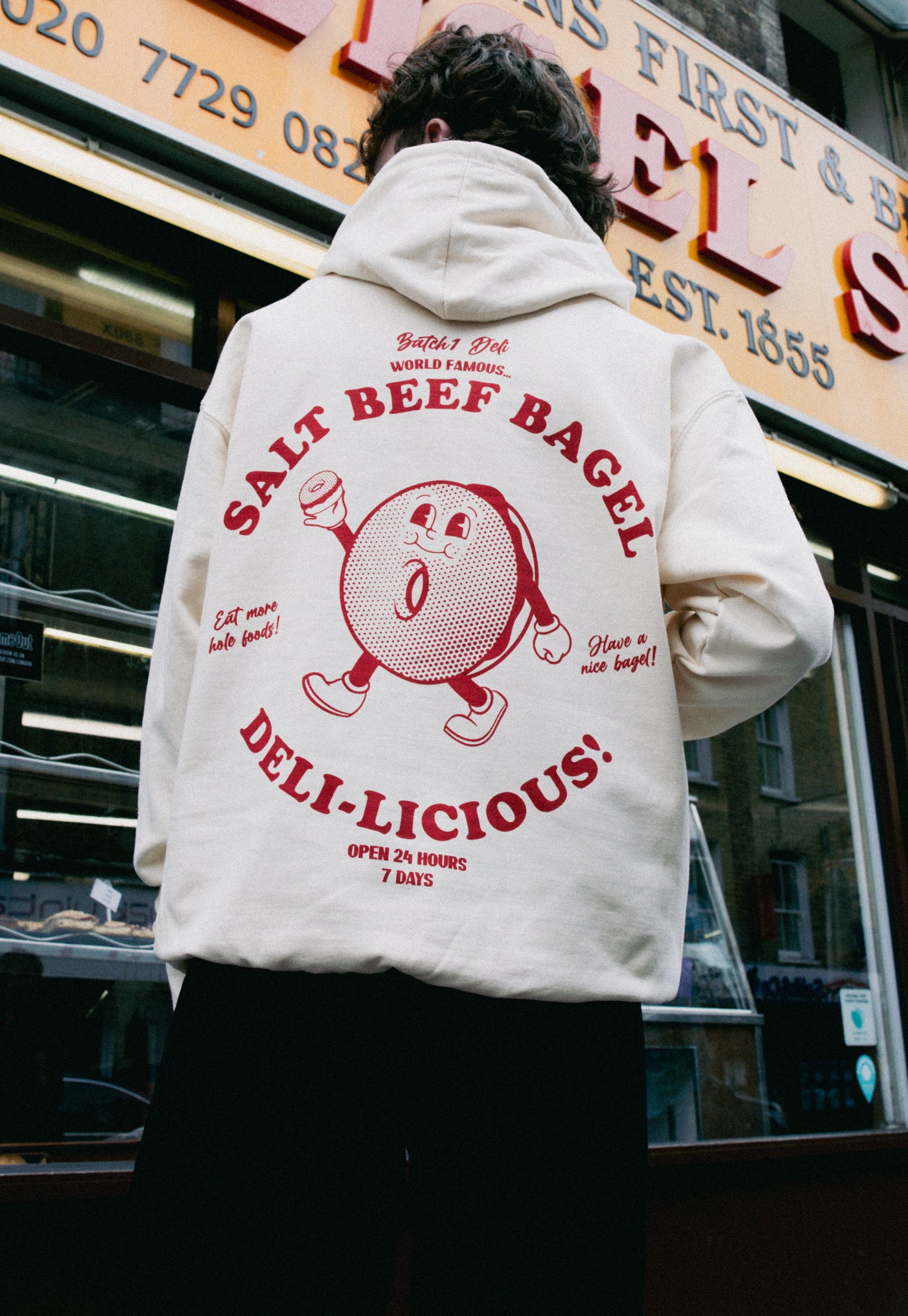 Salt Beef Bagel Hoodie in Vanilla