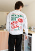 Meatball marinara sub slogan printed jumper in grey