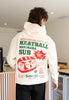 Model wears meatball marinara sub vintage style poster printed hoodie