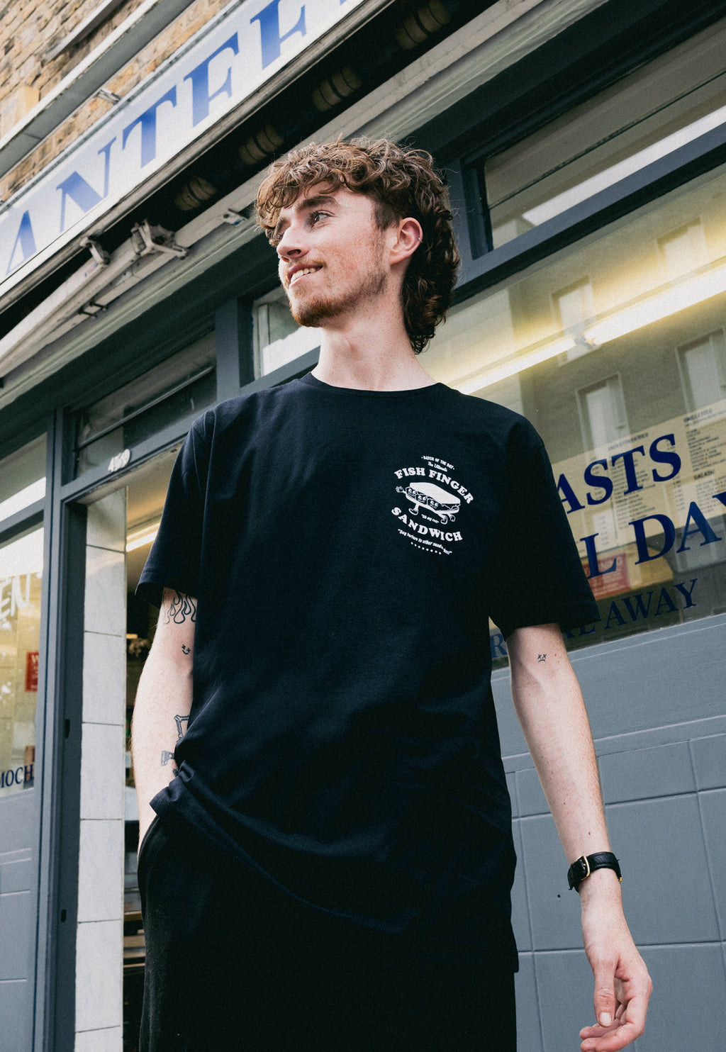 Fish Finger Sandwich T-Shirt in Black
