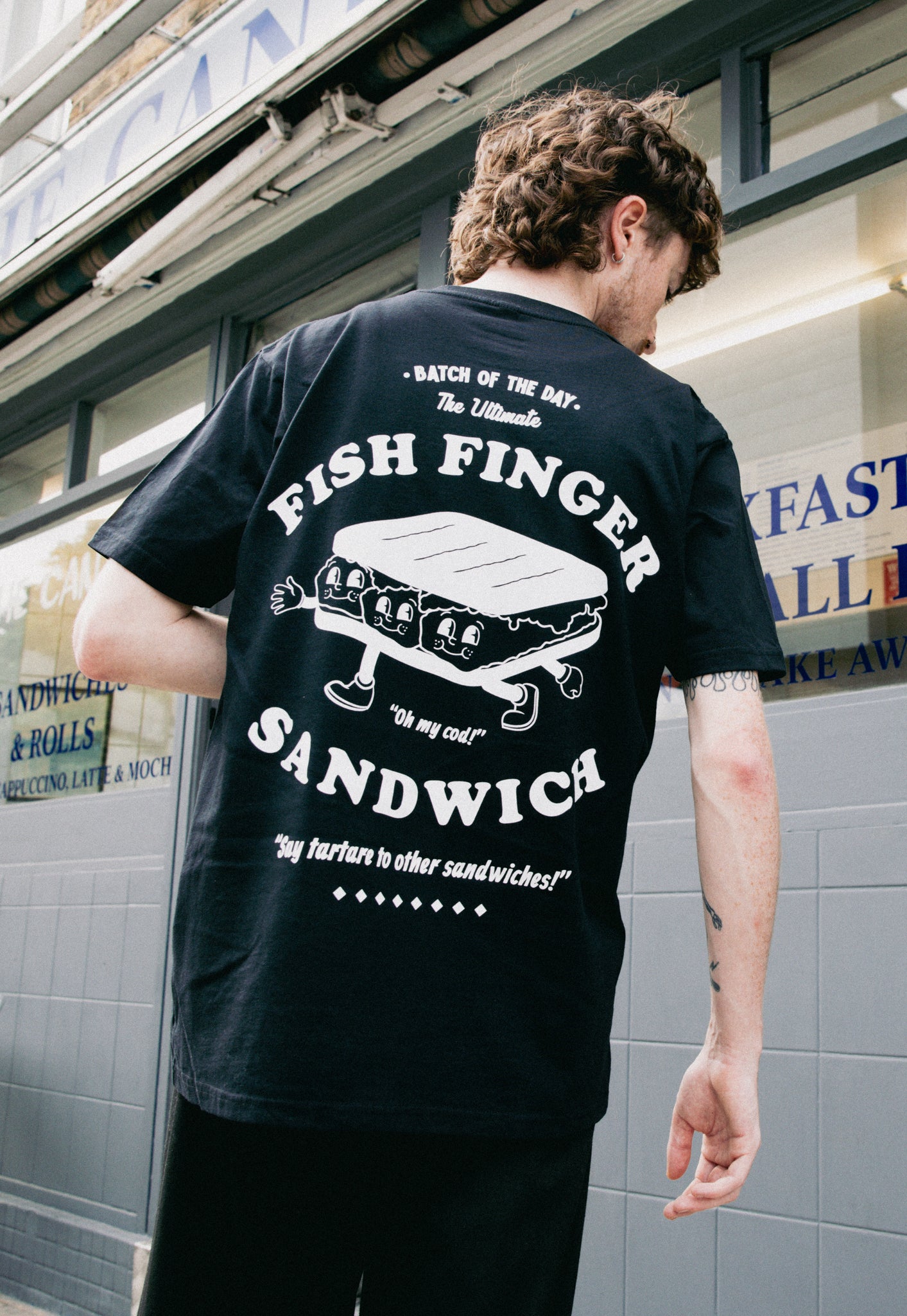 Fish Finger Sandwich T-Shirt in Black