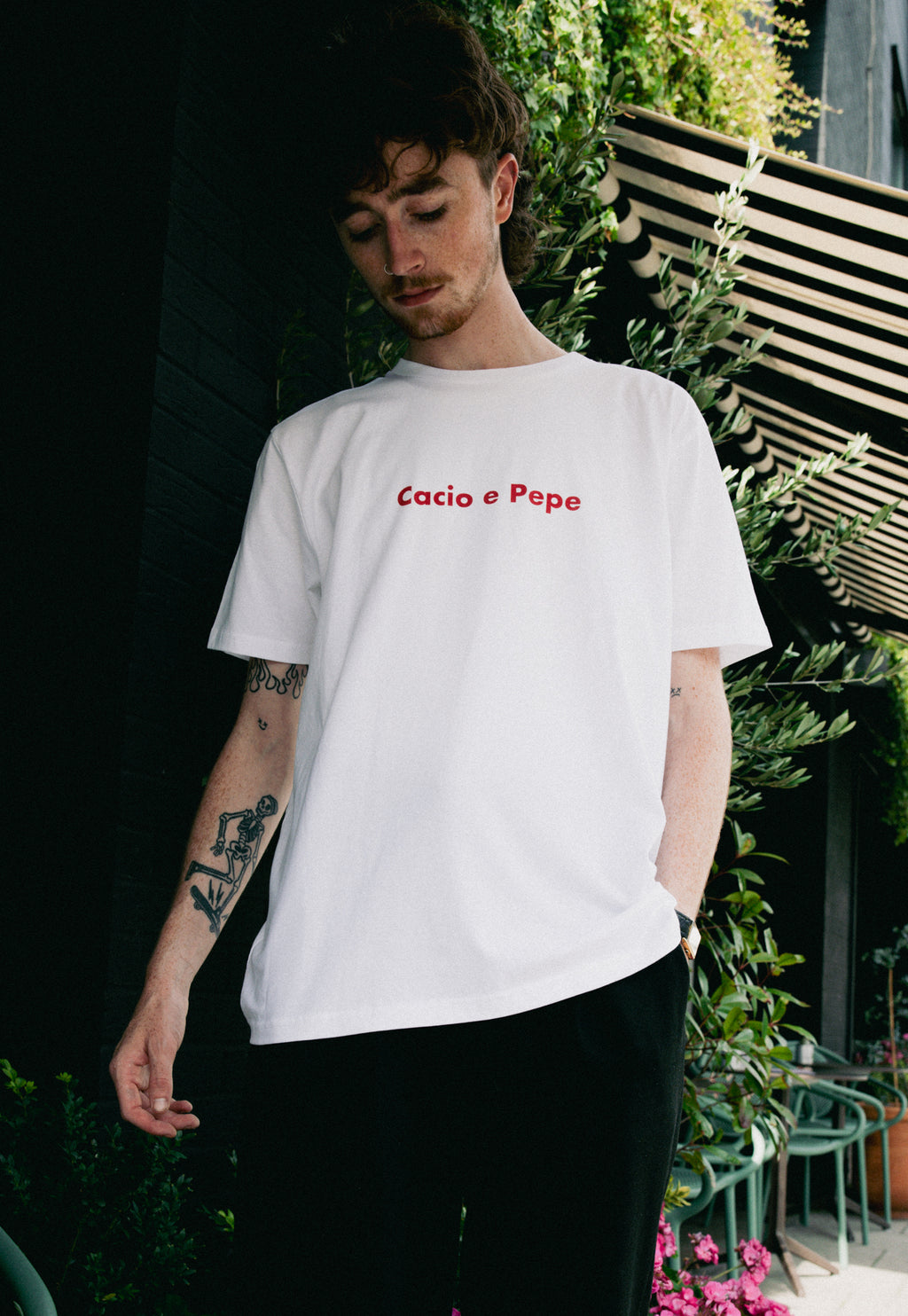 Cacio e Pepe Slogan T-Shirt in White