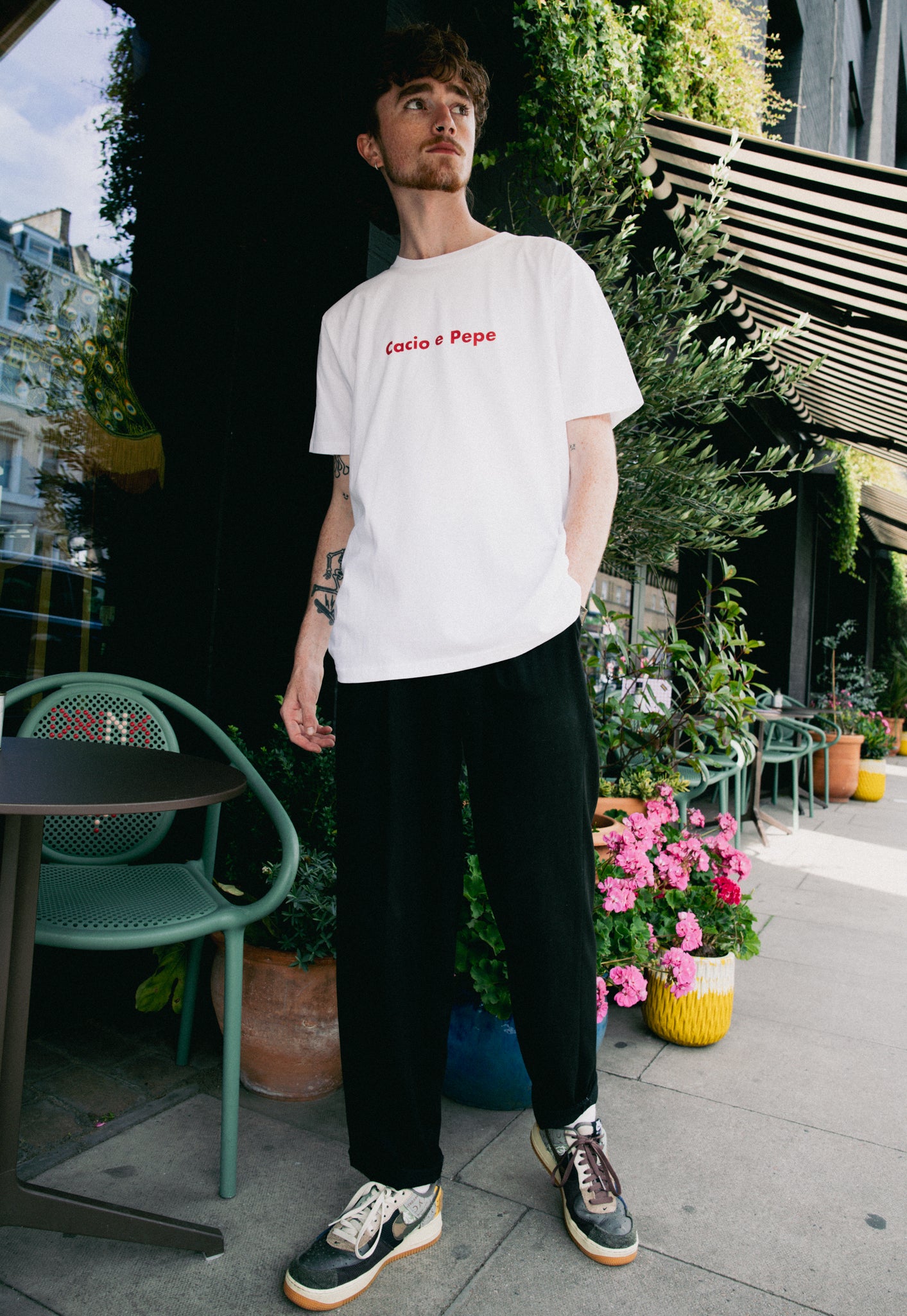 Cacio e Pepe Slogan T-Shirt in White