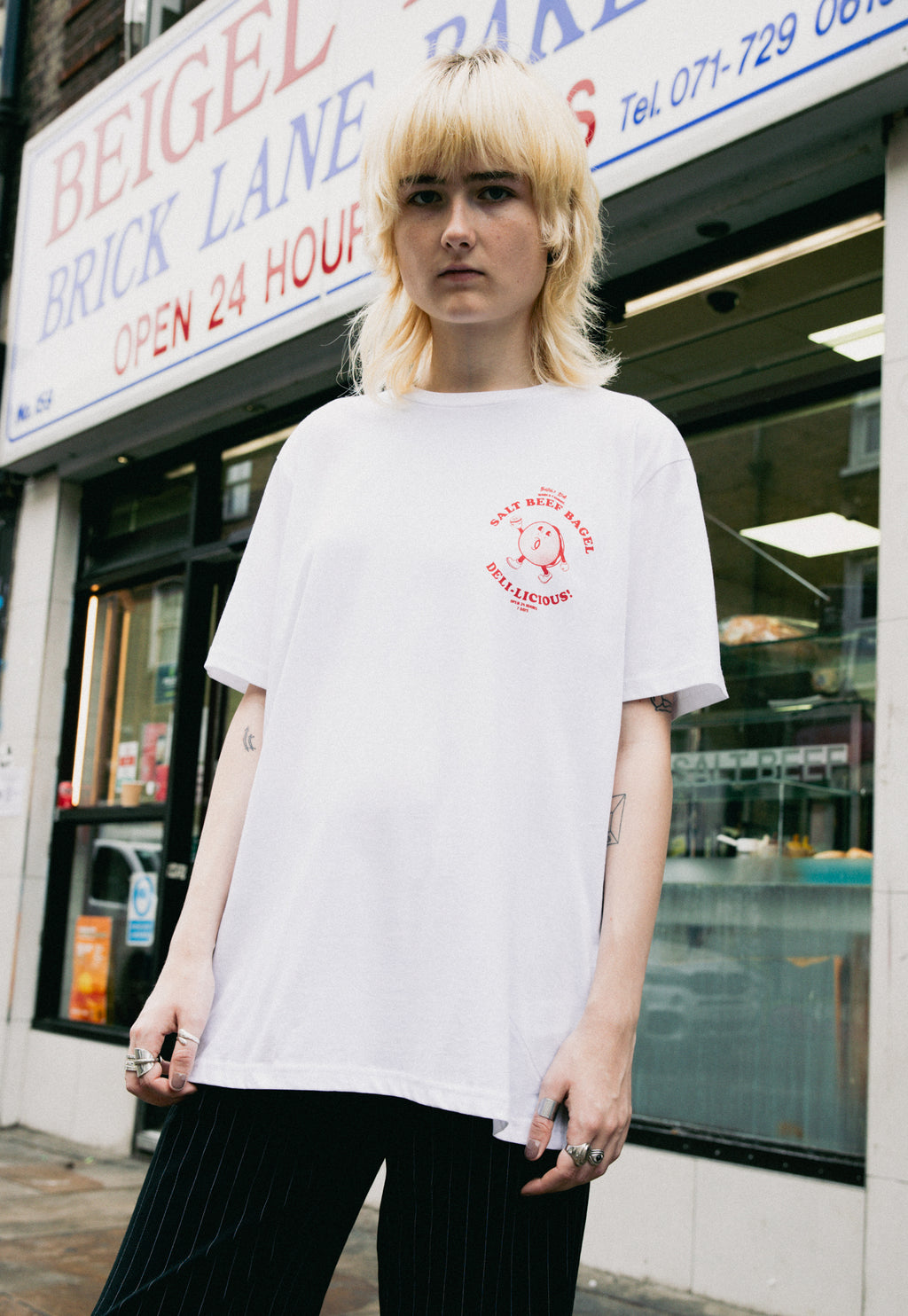 Salt Beef Bagel T-Shirt in White