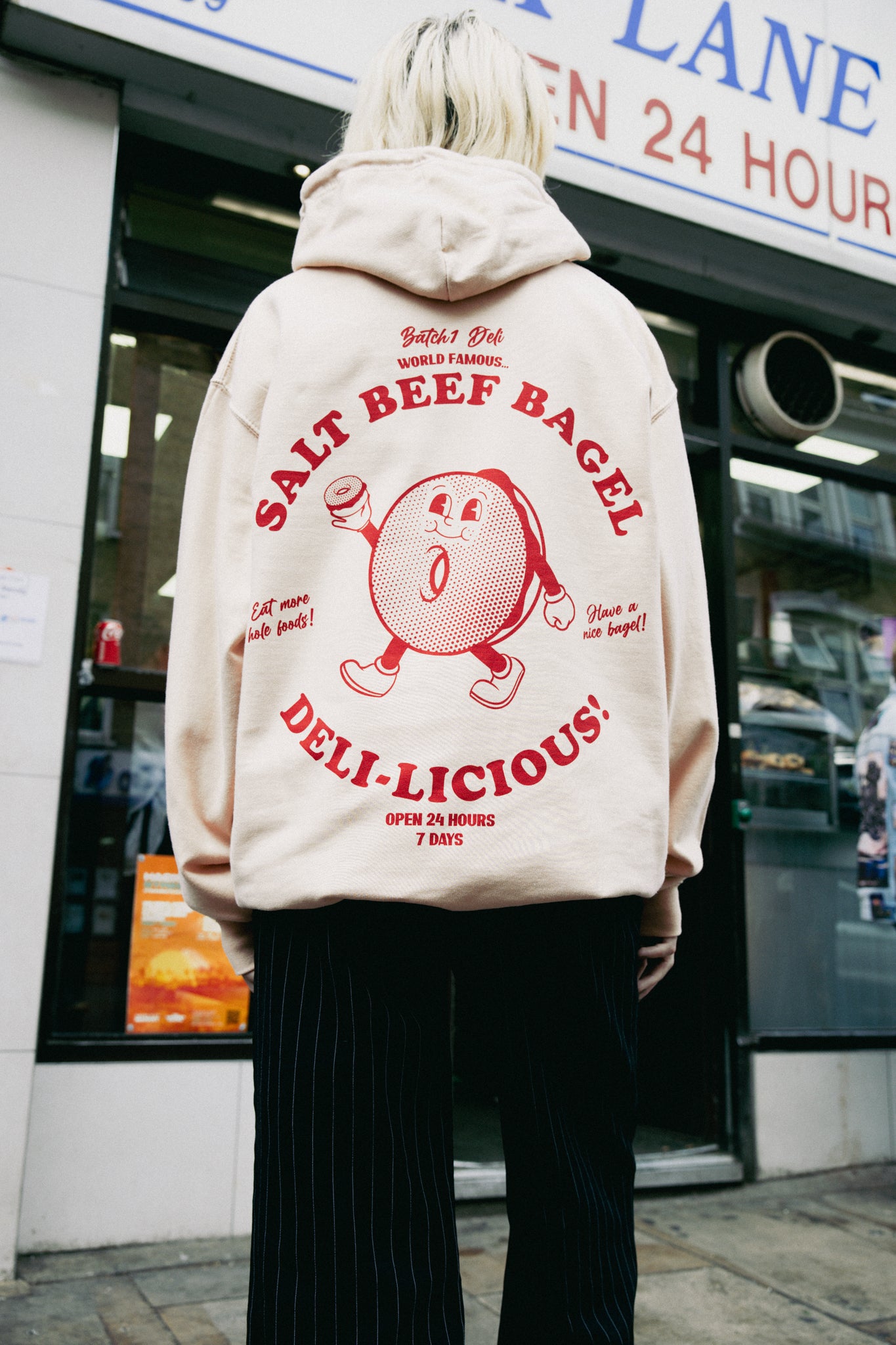 Salt Beef Bagel Hoodie in Vanilla