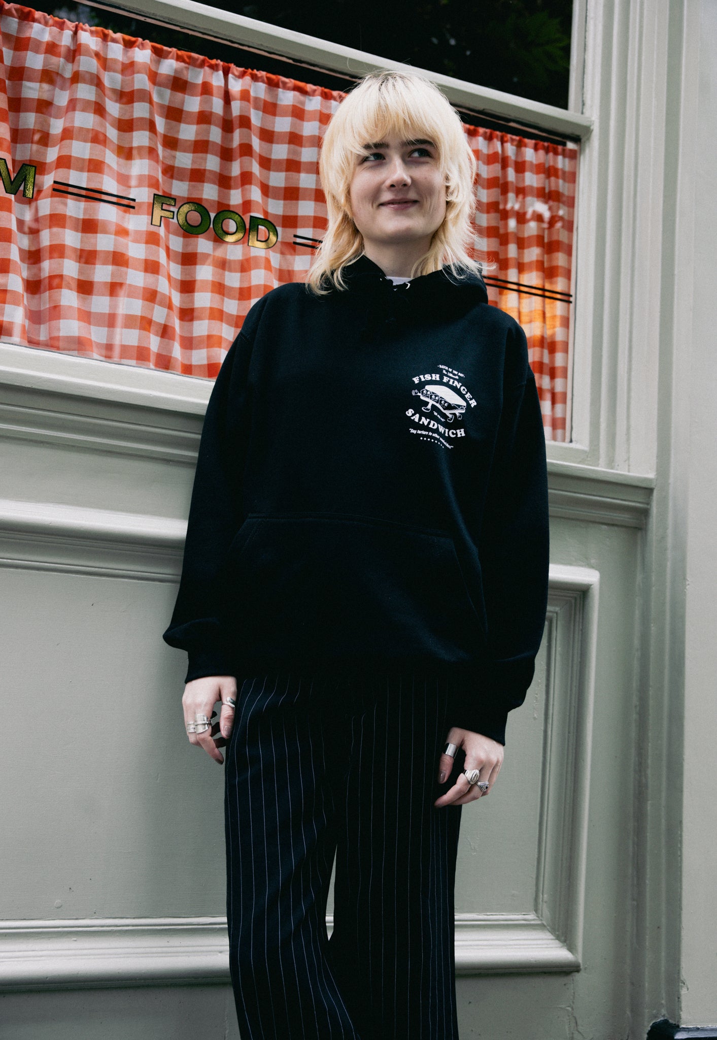 Fish Finger Sandwich Hoodie In Black