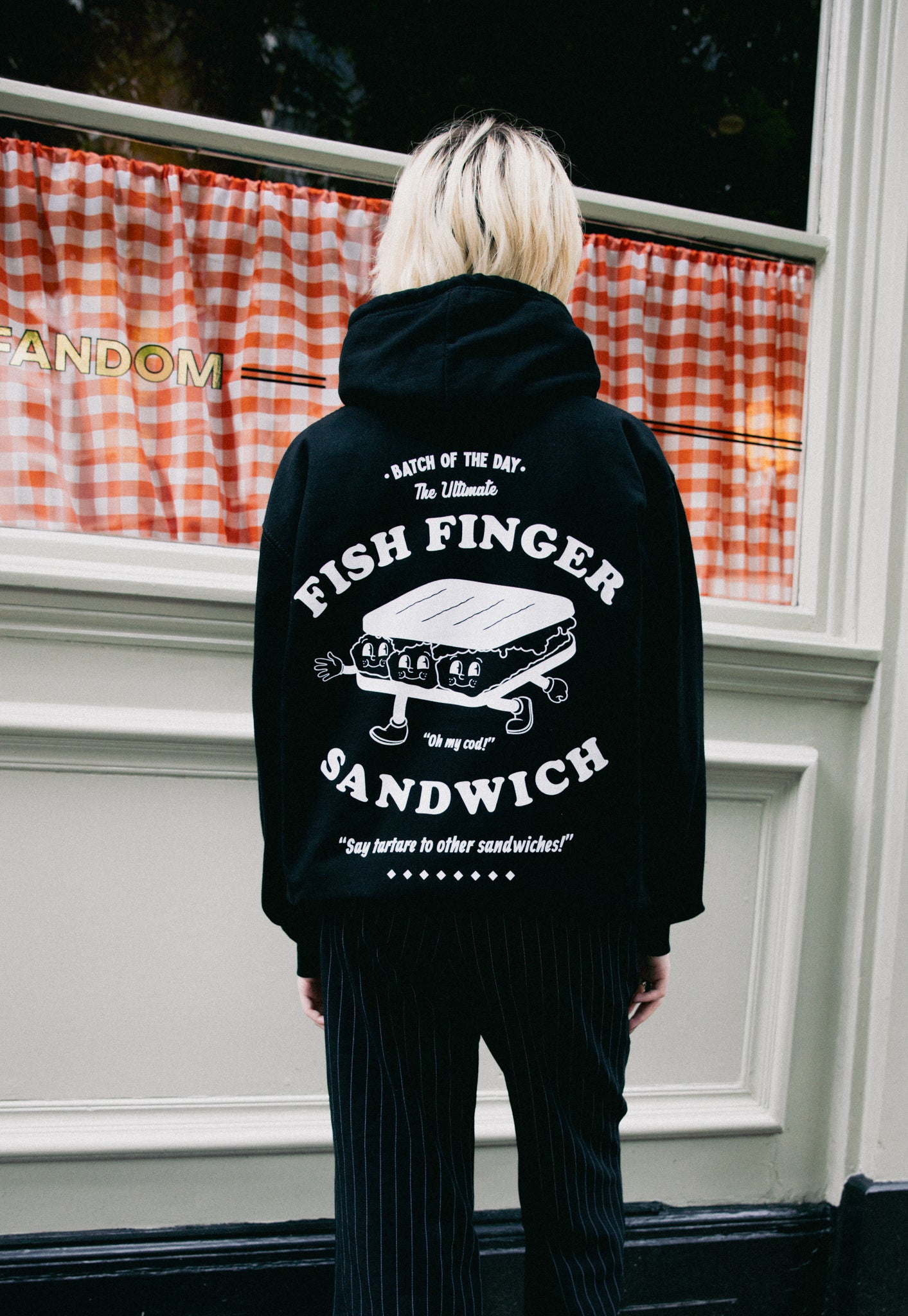 Fish Finger Sandwich Hoodie In Black
