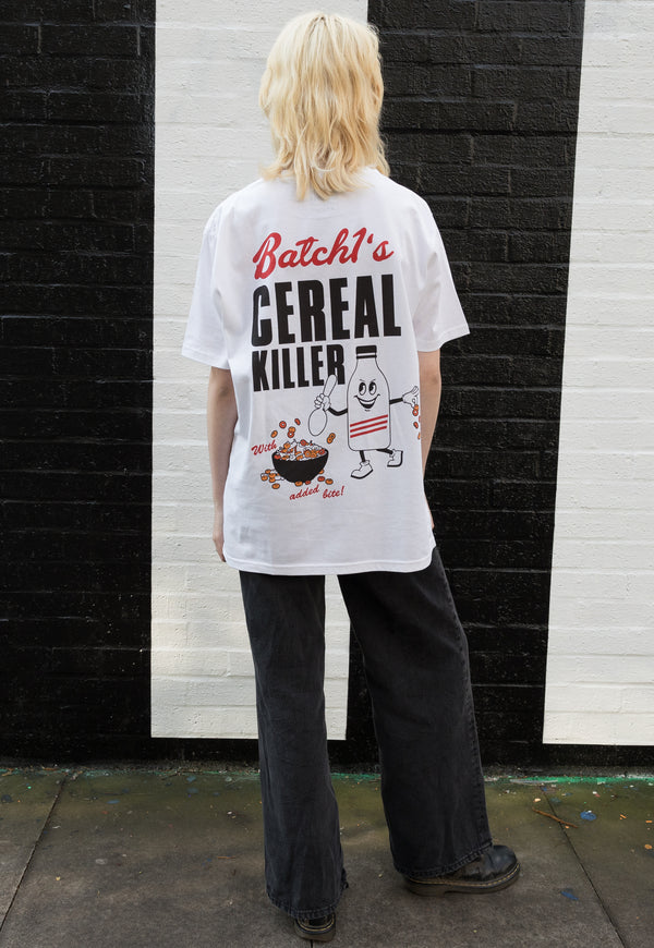 Cereal Killer Unisex Graphic T-Shirt in White