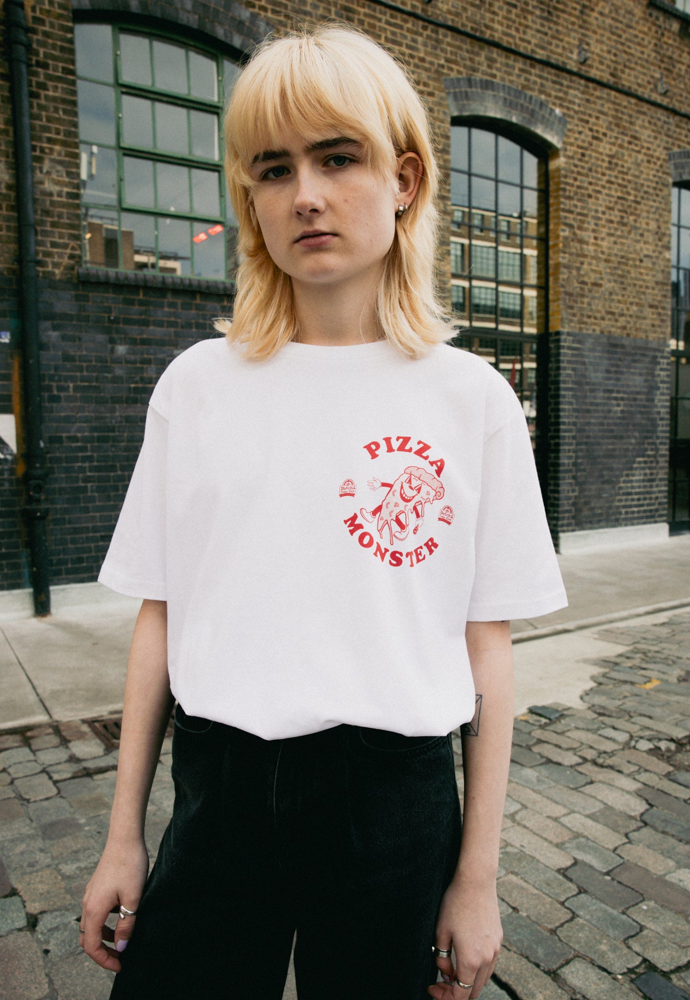 Pizza Monster T-Shirt In White