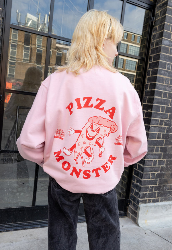 Pizza Monster Graphic Sweatshirt In Pink