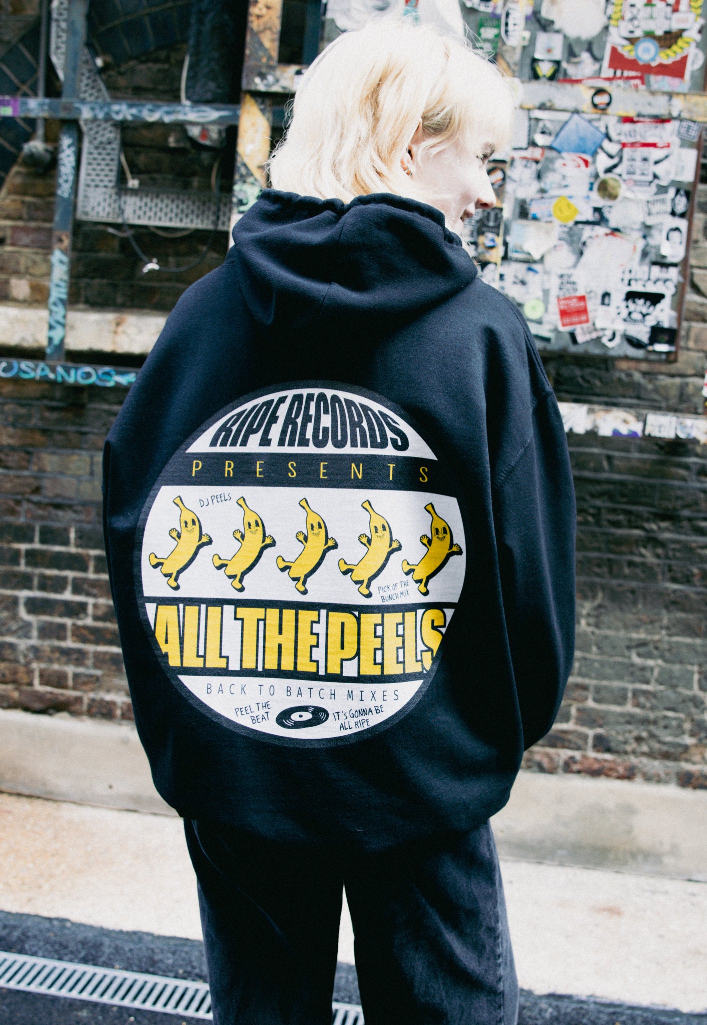 Ripe Records Graphic Hoodie in Black