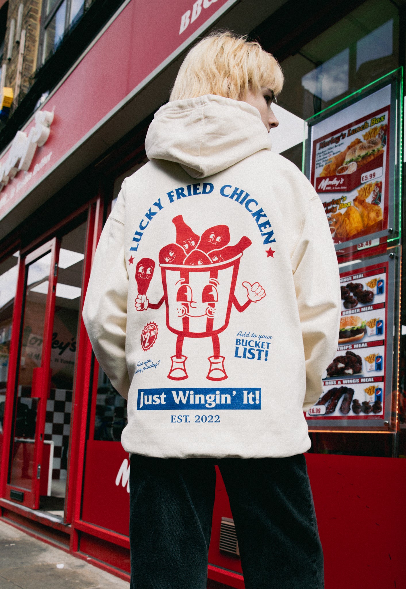 Lucky Fried Chicken Hoodie In Vanilla
