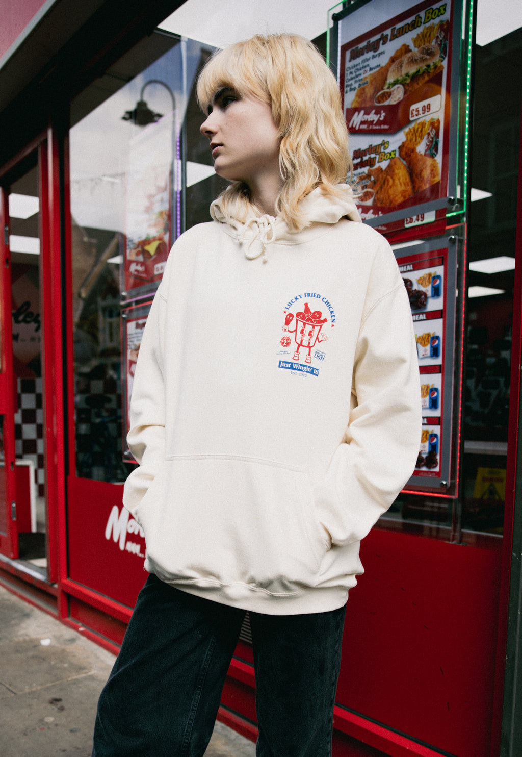 Lucky Fried Chicken Hoodie In Vanilla