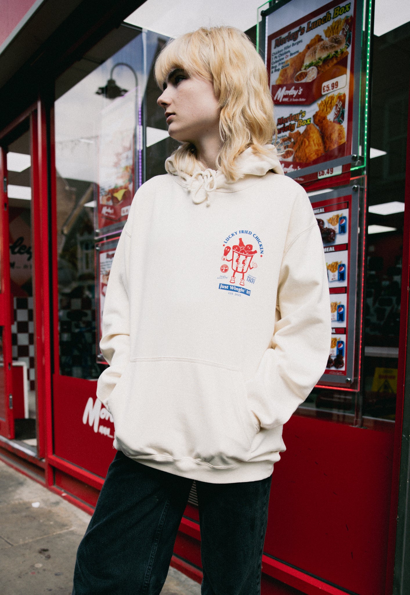 Lucky Fried Chicken Hoodie In Vanilla