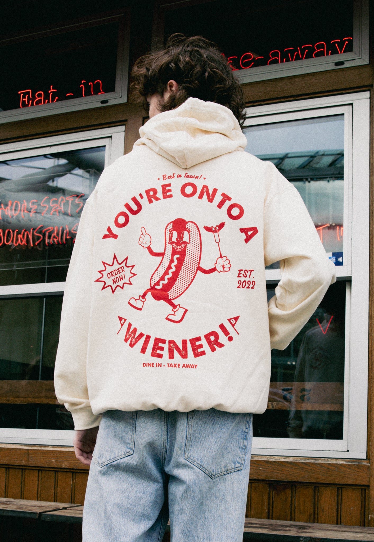 You’re Onto A Wiener Hoodie in Vanilla