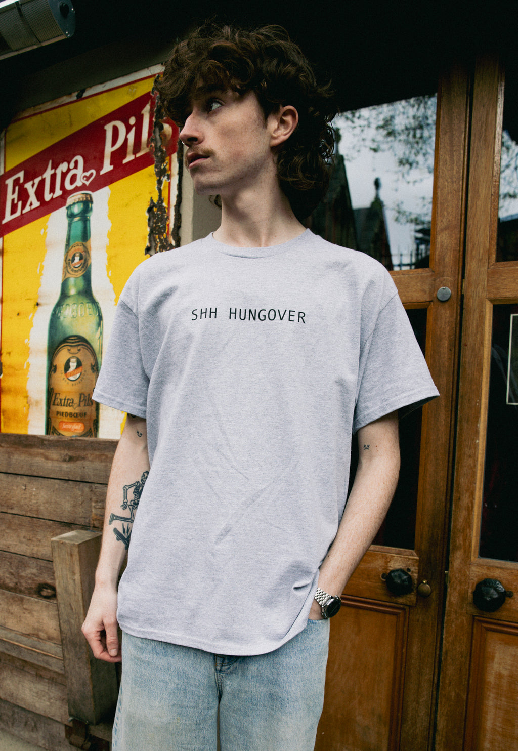Shh Hungover T-Shirt in Grey