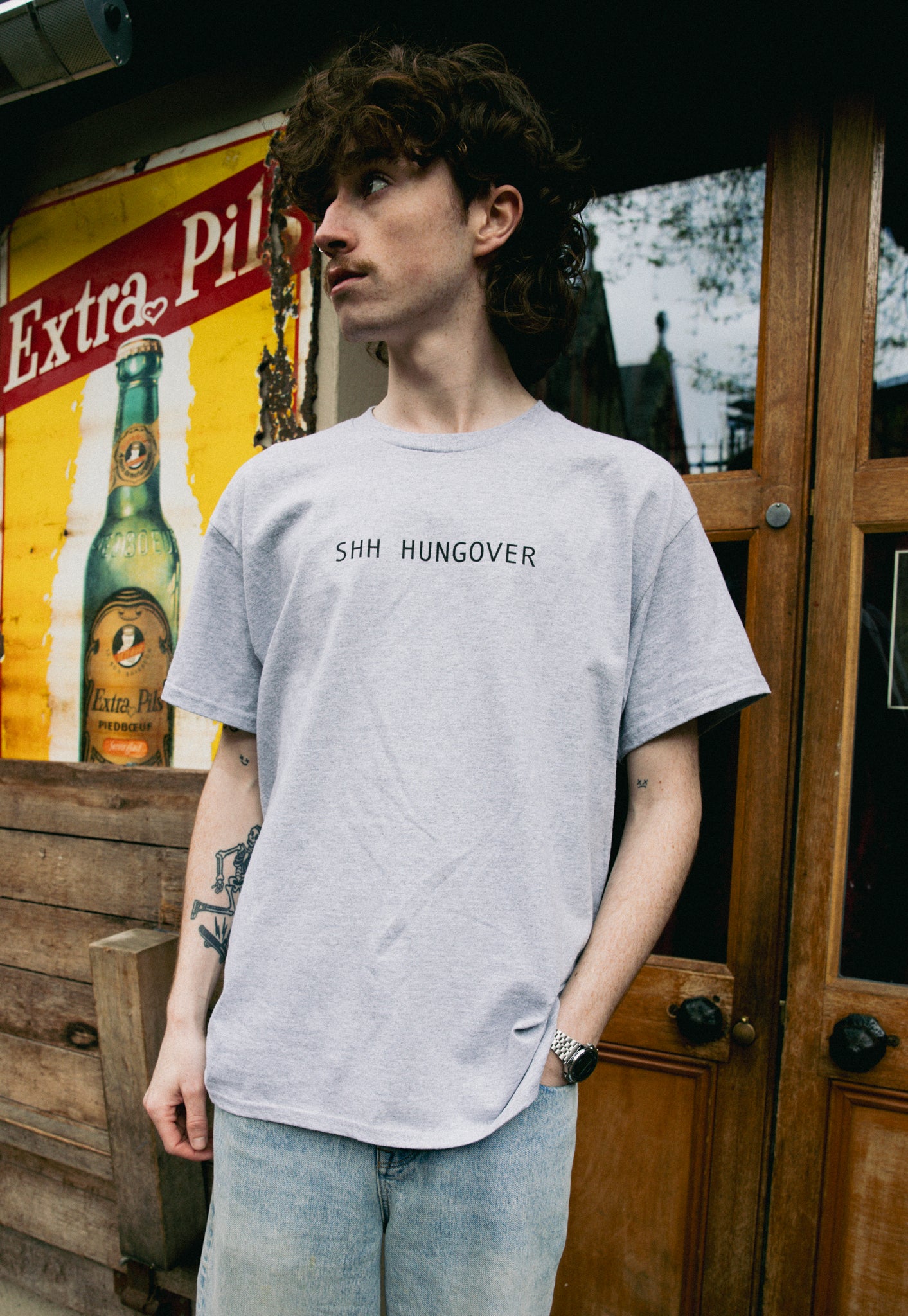 Shh Hungover T-Shirt in Grey