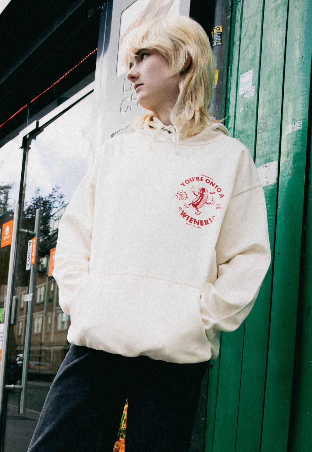 You’re Onto A Wiener Hoodie in Vanilla