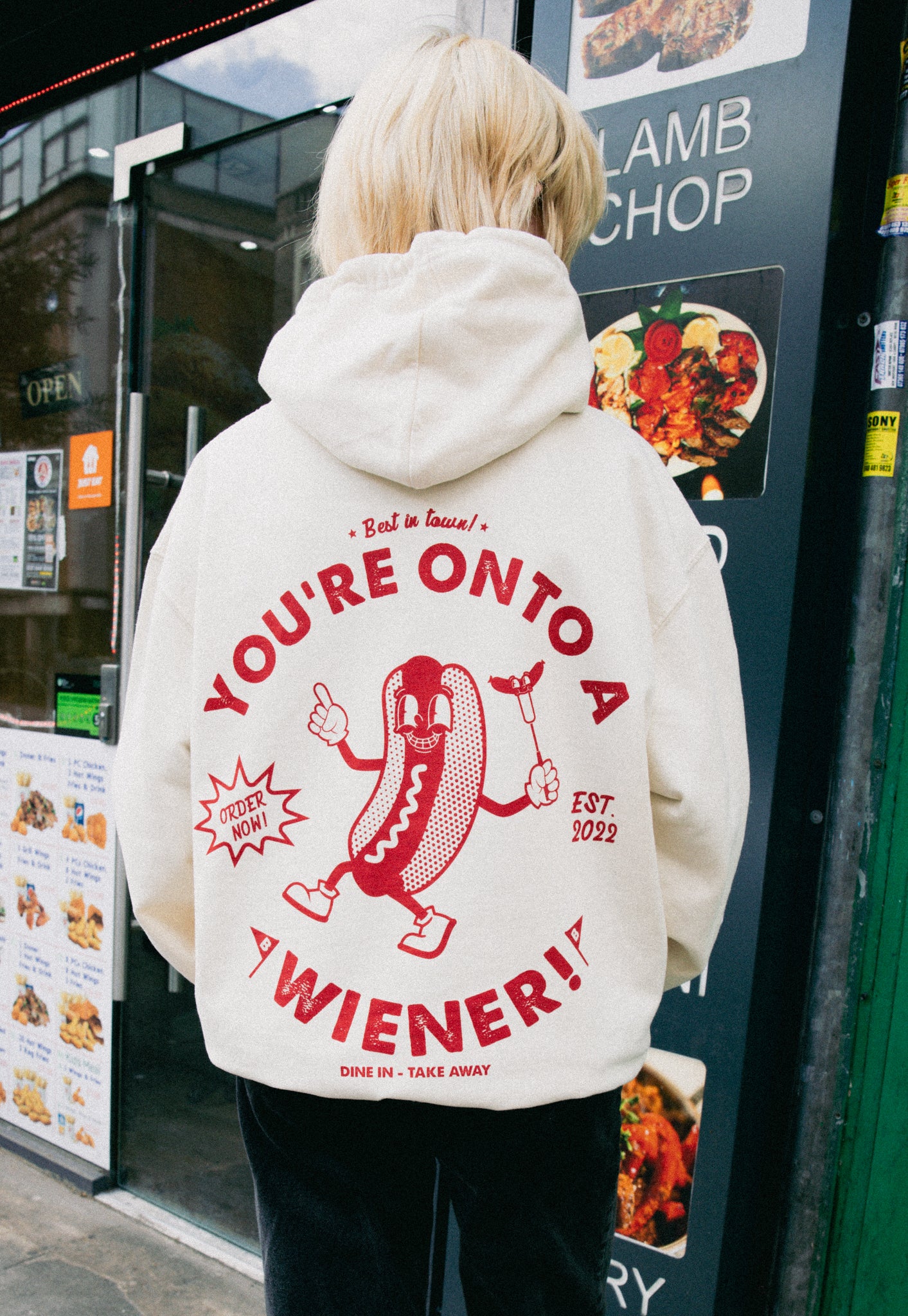 You’re Onto A Wiener Hoodie in Vanilla