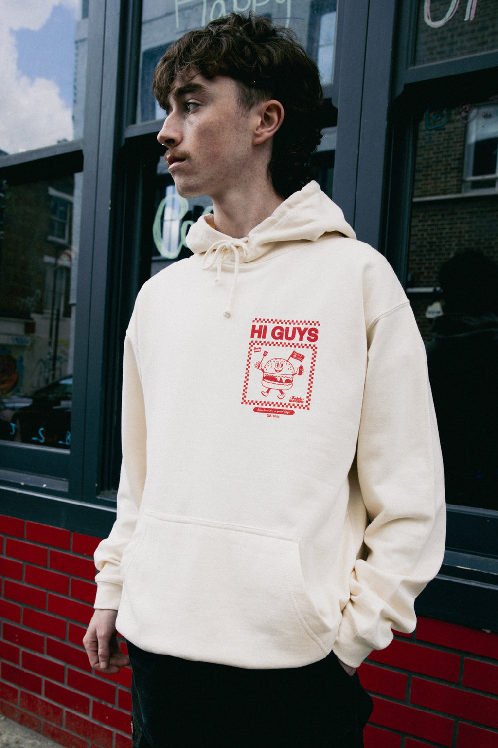 Hi Guys Hoodie in Vanilla