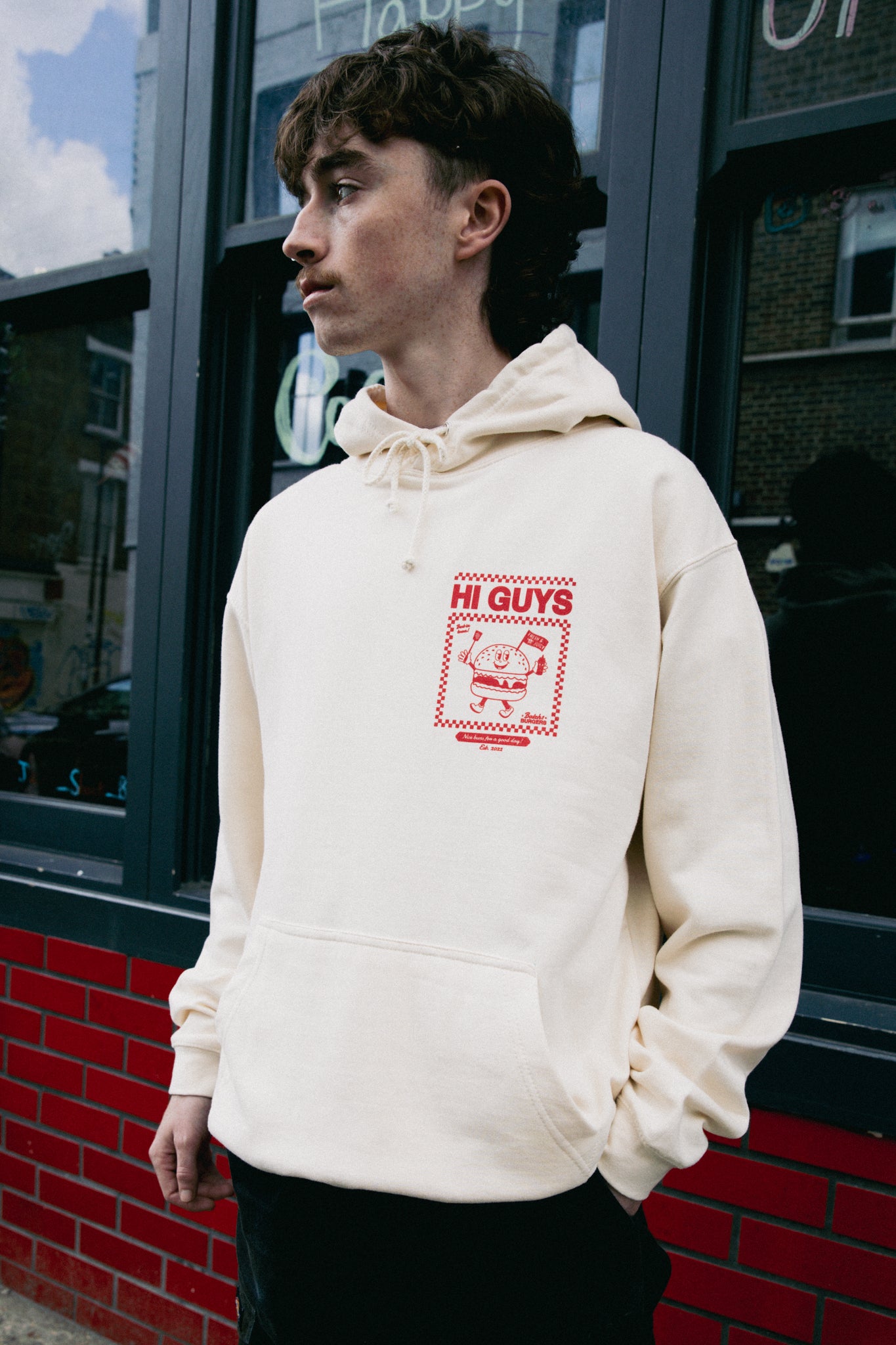 Hi Guys Hoodie in Vanilla