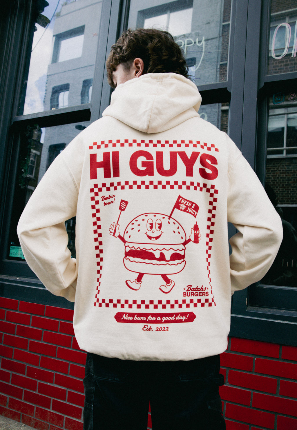 Hi Guys Hoodie in Vanilla