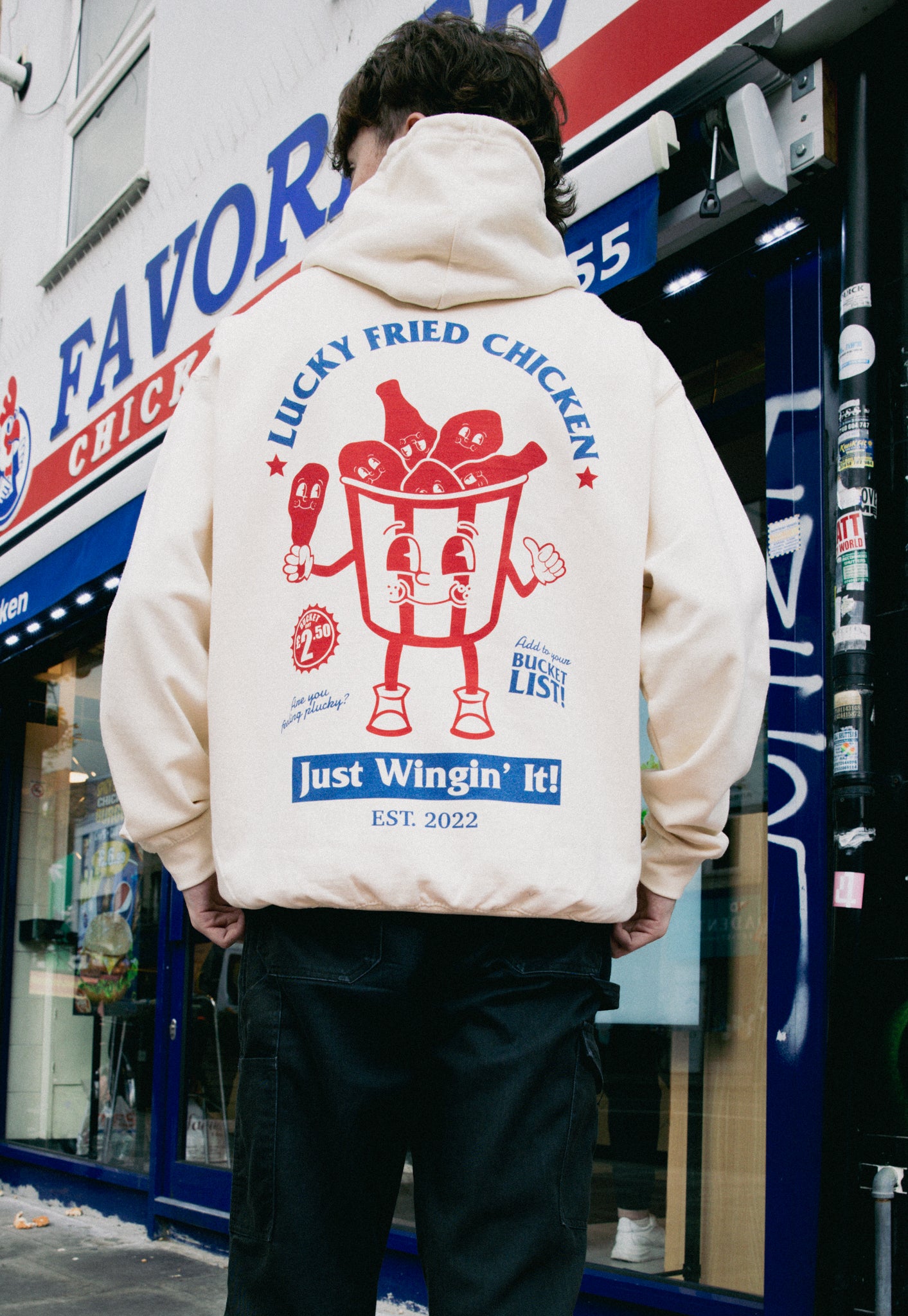 Lucky Fried Chicken Hoodie In Vanilla
