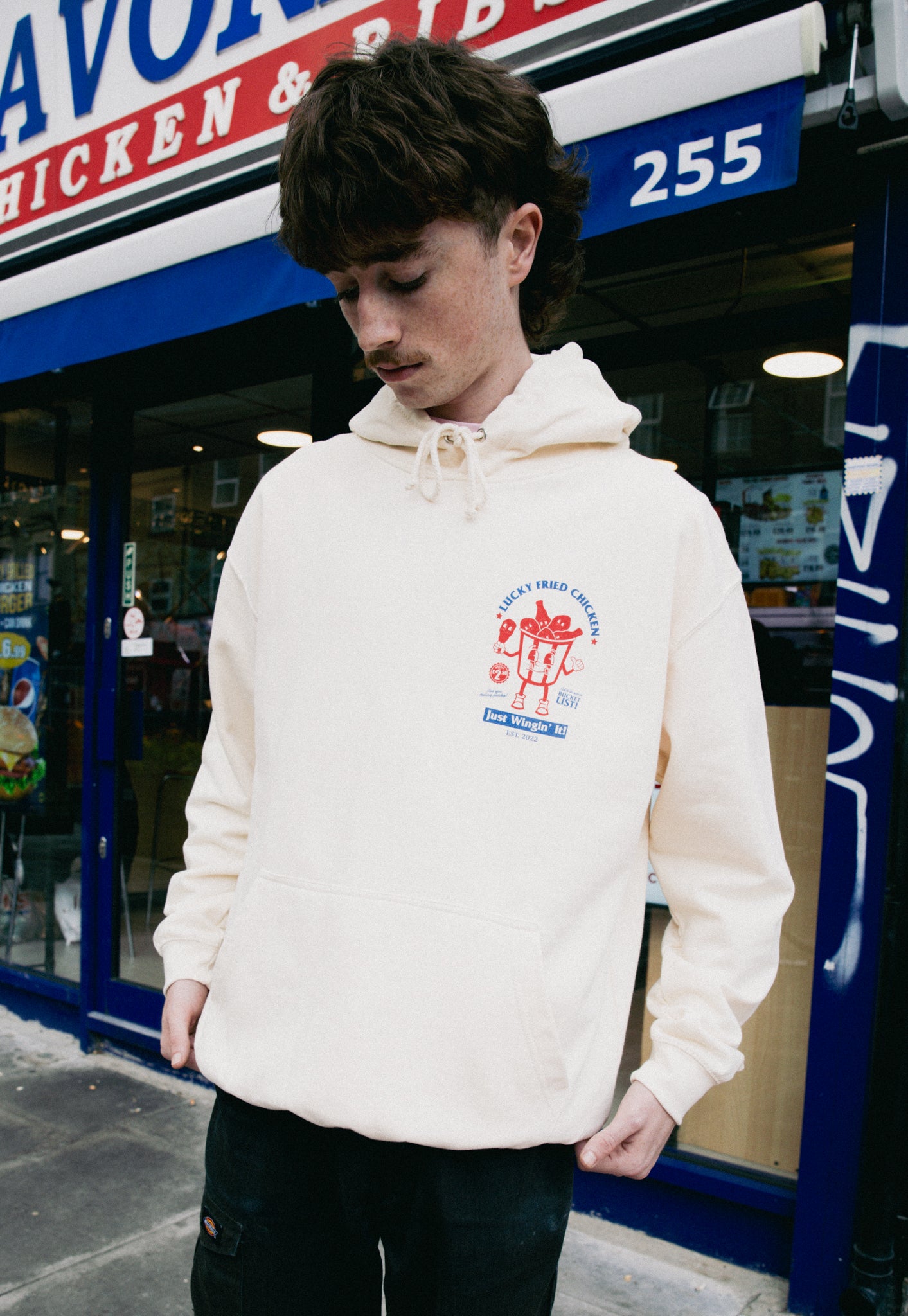 Lucky Fried Chicken Hoodie In Vanilla