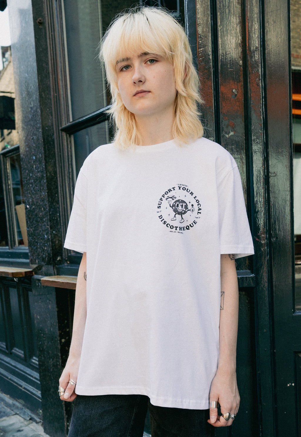 Support Your Local Discotheque T-Shirt in White