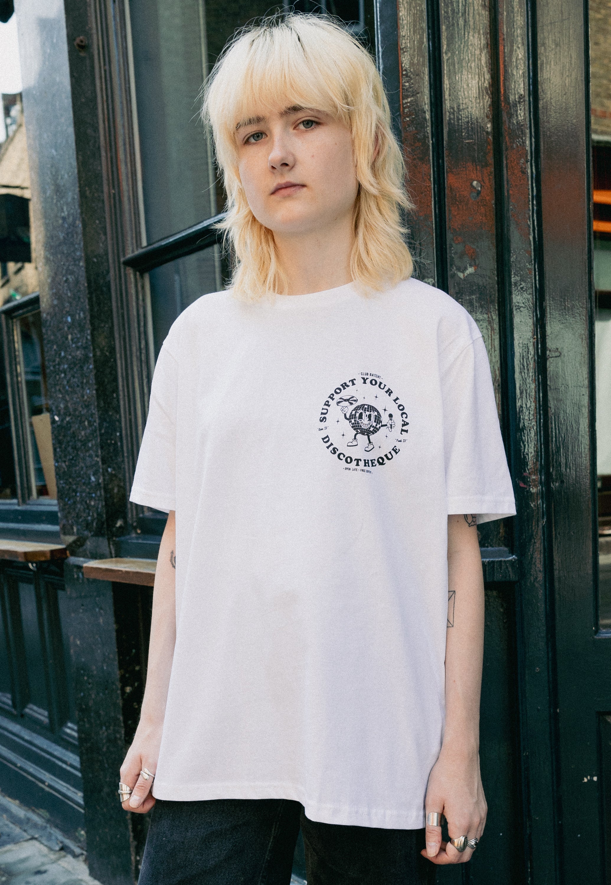 Support Your Local Discotheque T-Shirt in White