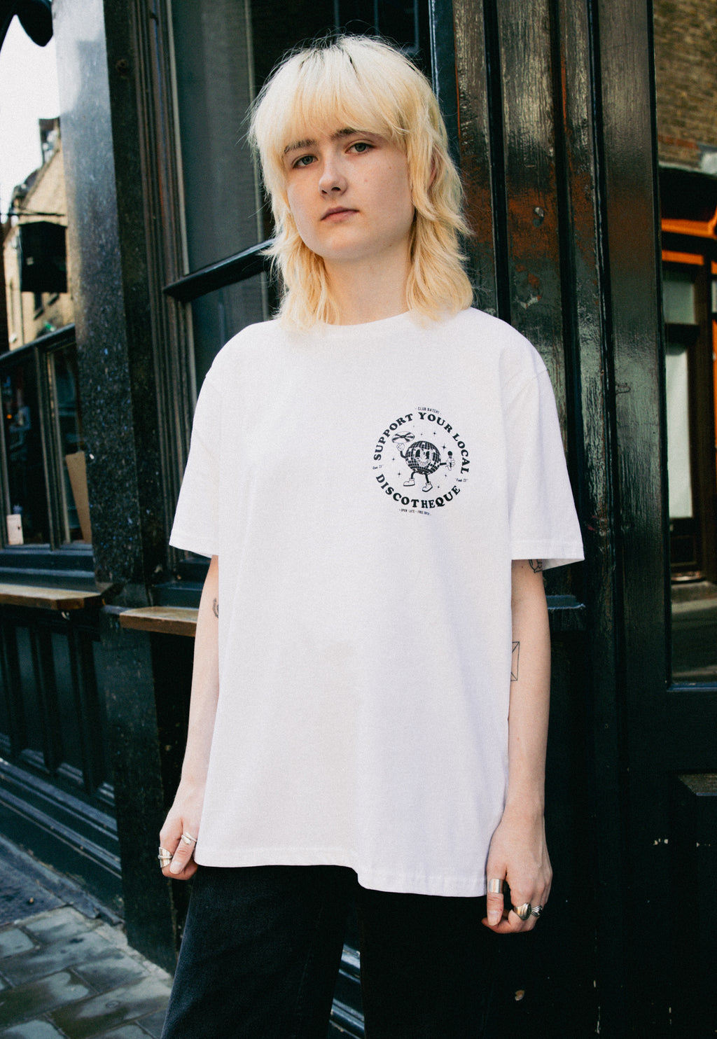 Support Your Local Discotheque T-Shirt in White