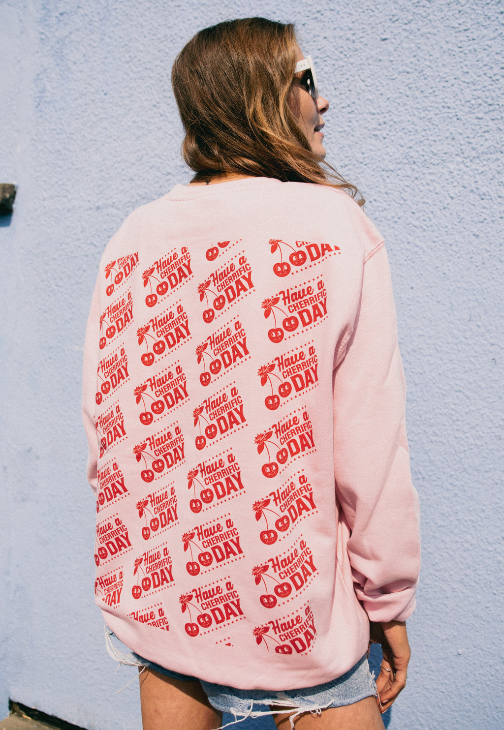 Have a Cherrific Day Sweatshirt In Pink