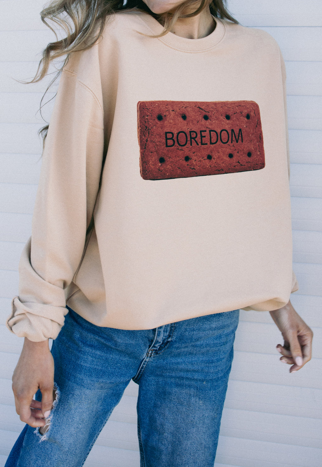 Boredom Biscuit Graphic Sweatshirt in Sand