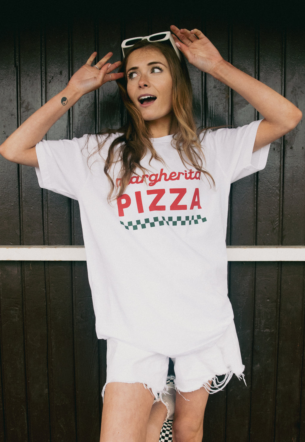 Margherita Pizza Slogan T-Shirt In White
