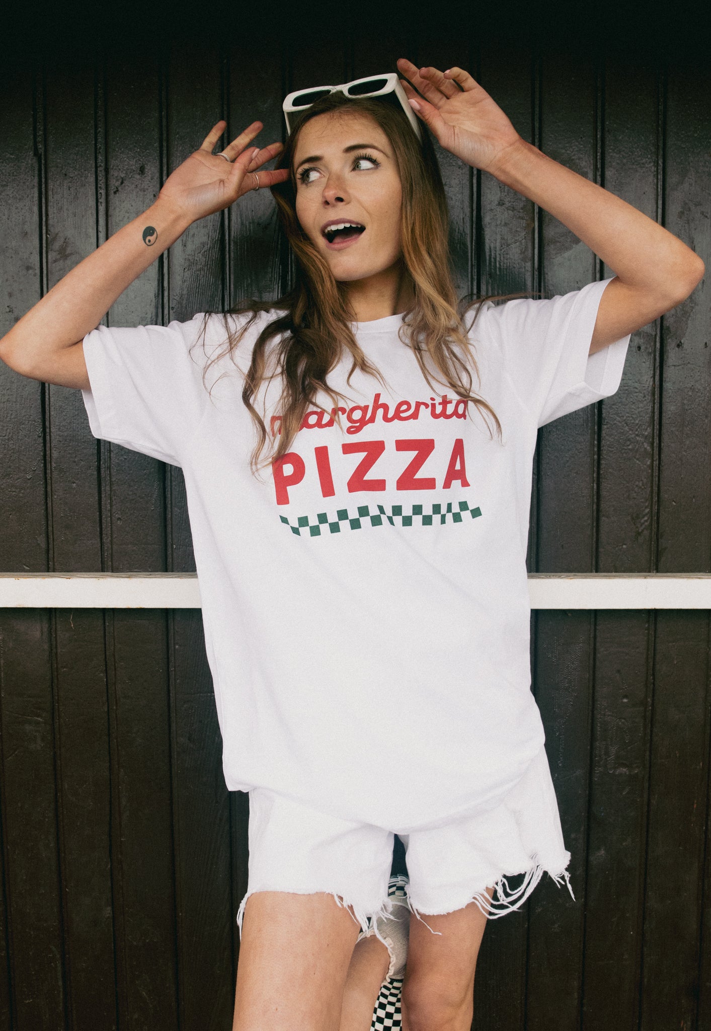 Margherita Pizza Slogan T-Shirt In White