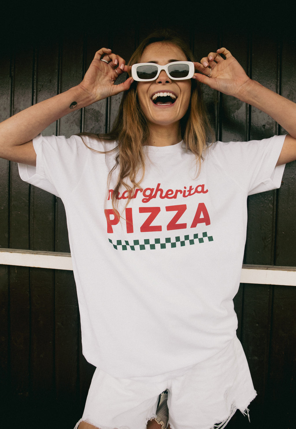 Margherita Pizza Slogan T-Shirt In White