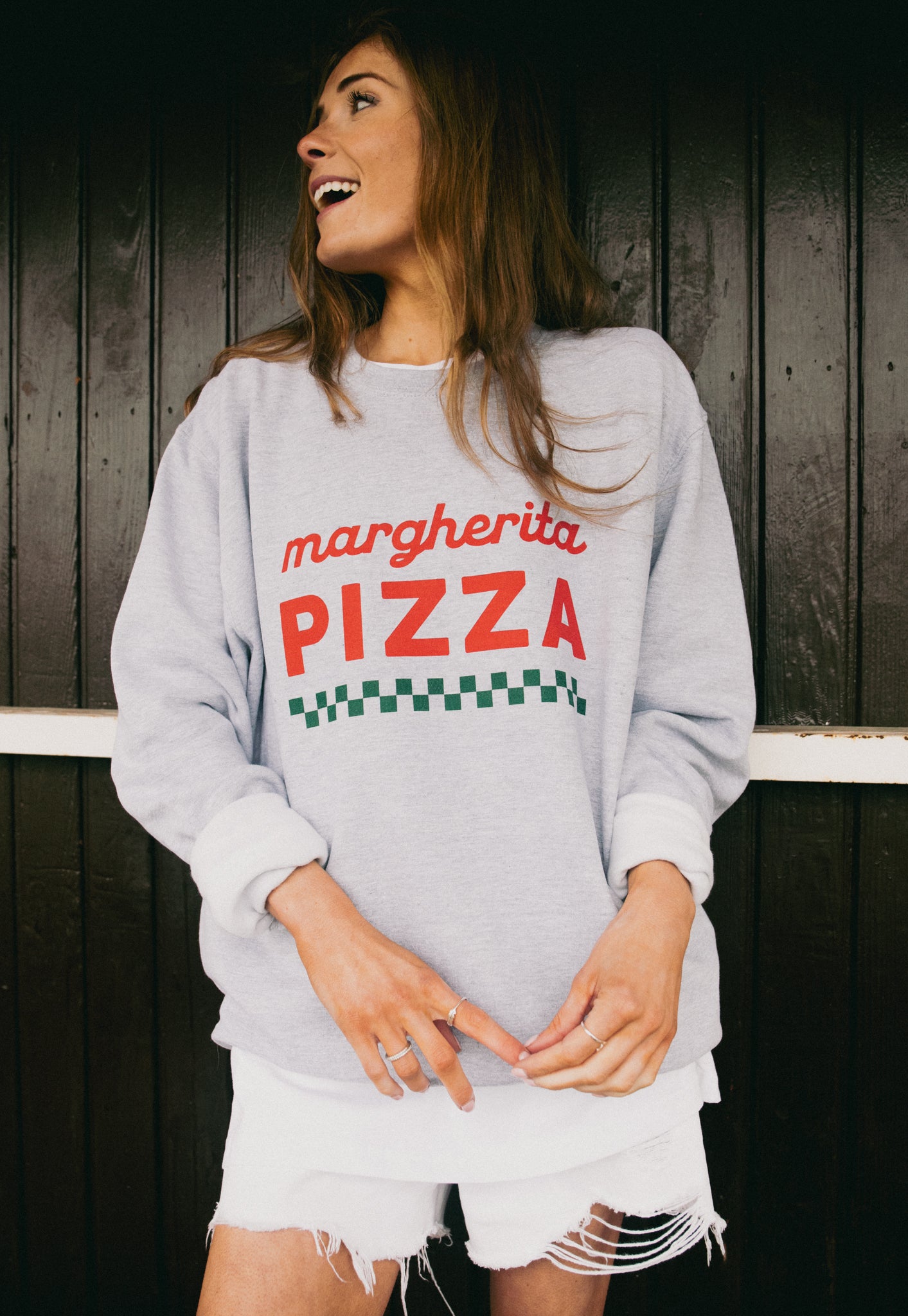 Margherita Pizza Sweatshirt in Ash