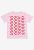 kids pink t shirt with repeat back print cherries logo in red 