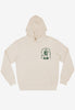 cream coloured hoodie with club sandwich character logo