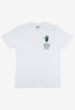 white t shirt with small Batch1 Deli logo with vintage style wrap character print